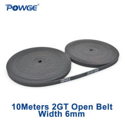 POWGE 2MGT 2M 2GT GT2 open synchronous Timing belt 2M-6 2GT-6 width 6mm Rubber Small backlash Linear Motion 3D Printer 10Meters