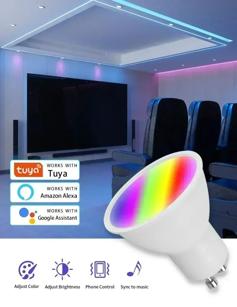 Description Picture 2 of itemGU10 WIFI Smart Bulb Tuya Smart Light Bulbs RGB 220V 110V Light Bulbs Smart Lamp with Remote APP Control For Google Home Alexa