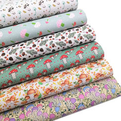 Autumn Mushroom Custom Faux Leather Sheets Fall Synthetic Leather Felt Backing Leather For DIY Craft Sheets Mini Rolls W158