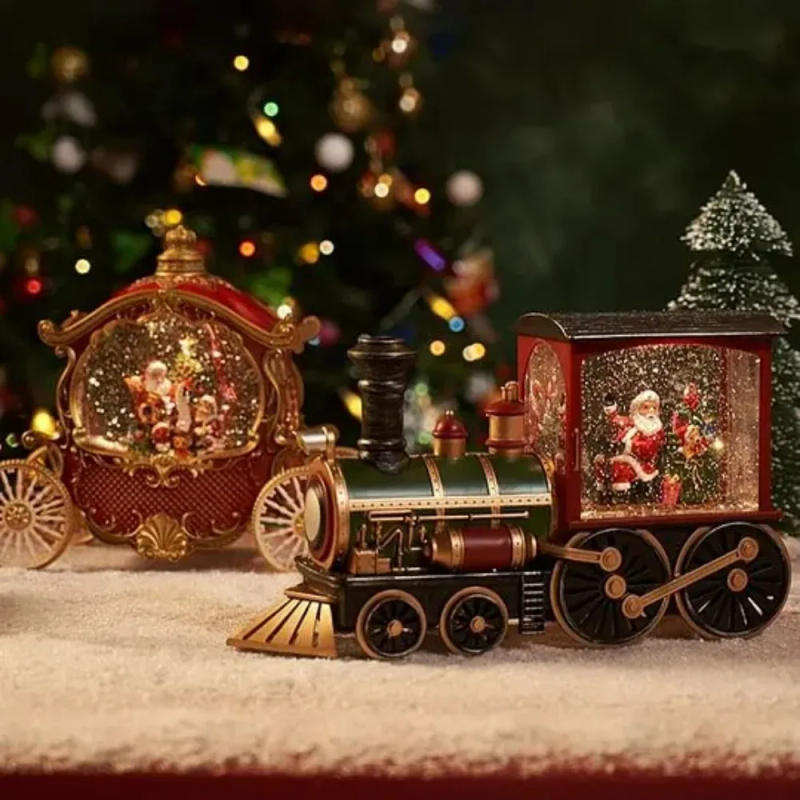 Description Picture 4 of item2024 Christmas Train Crystal Ball Music Box Santa Claus Snowman Decoration Ornament Gift