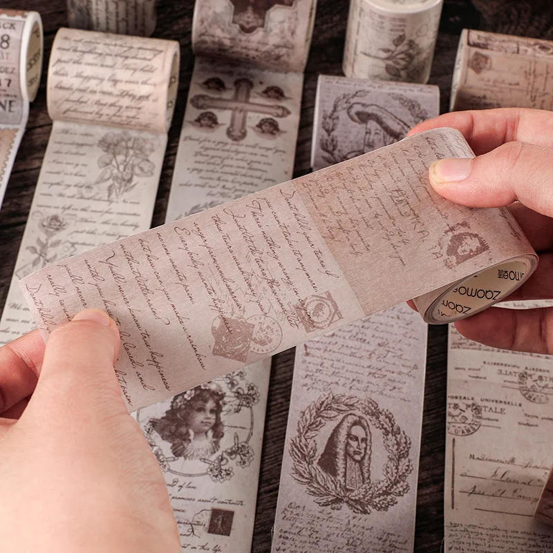 Description Picture 3 of item1 Roll Vintage Washi tape European American retro Style Creative manual ledger Decorative tape, DIY Scrapbooking material,5cm*3m