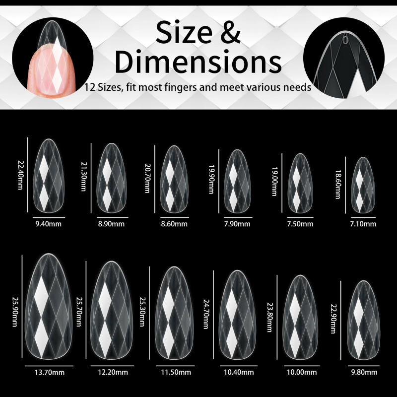 Description Picture 4 of item120/140pcs Square Almond Coffin Nail Extension Tips Natural Clear Full Cover Nails Dual Form Diamond Soft Gel Nail Tips