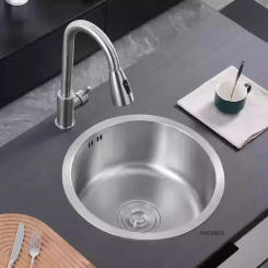 Balcony Wash Basin Kitchen Vegetable Sink 304 Stainless Steel Round Kitchen Sinks Mini Single Bowl Dish Washing Sink Bar Sinks j