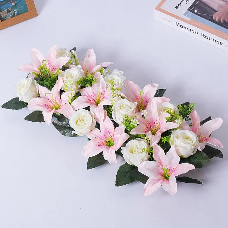 Description Picture 4 of itemNew Artificial Flowers DIY Artificial Rose Flower Row Wedding Table Centerpiece Flowers Backdrop Wall Arches Decor Party Stage
