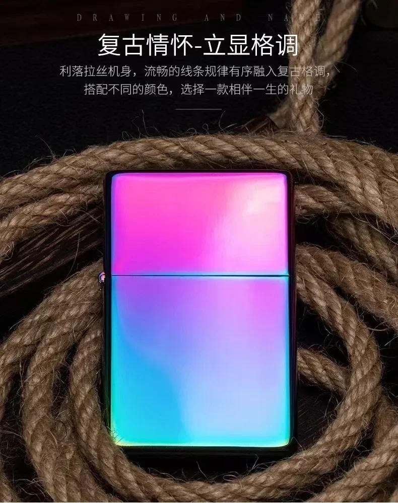 Description Picture 4 of item2023 ZORRO Kerosene Lighter Retro Creative Pure Copper Shell Windproof Brass Cigarette Gasoline Engine Smoking Gift Box