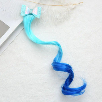 Baby Photography Props Cute Sweet Curly Ponytail Wig Gradient Ponytail Hairpiece Children Cartoon Wig Bow Colorful Wig Hairpins