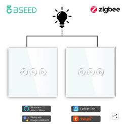 BSEED 2Packs Zigbee Dimmer Light Switches Smart Dimmable Switch Multi-Control Support Tuya Smart Life Alexa Voice Control