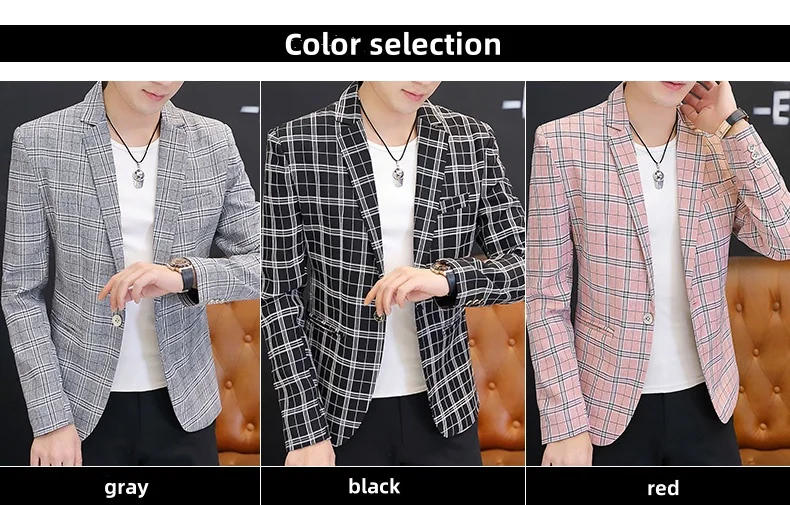 Description Picture 5 of itemBritish suit men spring and autumn thousand birds checkered plankton handsome small suit clothes men's high-end casual coat tide