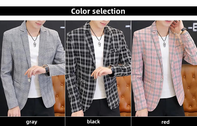 Description Picture 5 of itemBritish suit men spring and autumn thousand birds checkered plankton handsome small suit clothes men's high-end casual coat tide