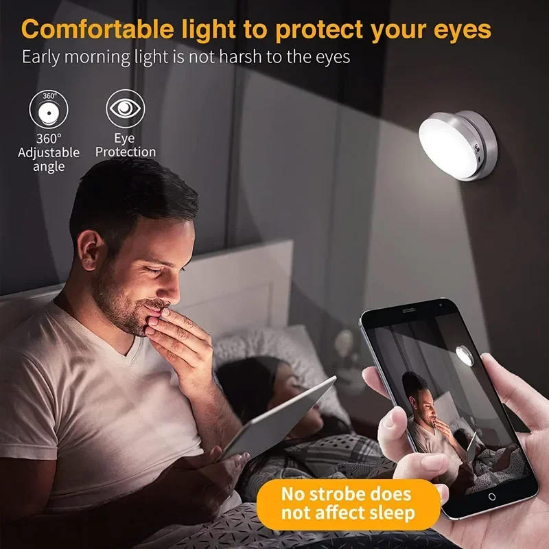 Description Picture 4 of item360 Rotated PIR Motion Sensor LED Night Light Wall Lamps Rechargeable Under Cabinet Light Wireless Closet Night Lamp