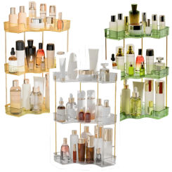 Corner Bathroom Makeup Organizer Bathroom Countertop Shelf Large Capacity Cosmetic Holder for Vanity Perfume Tray Storage Rack ﻿