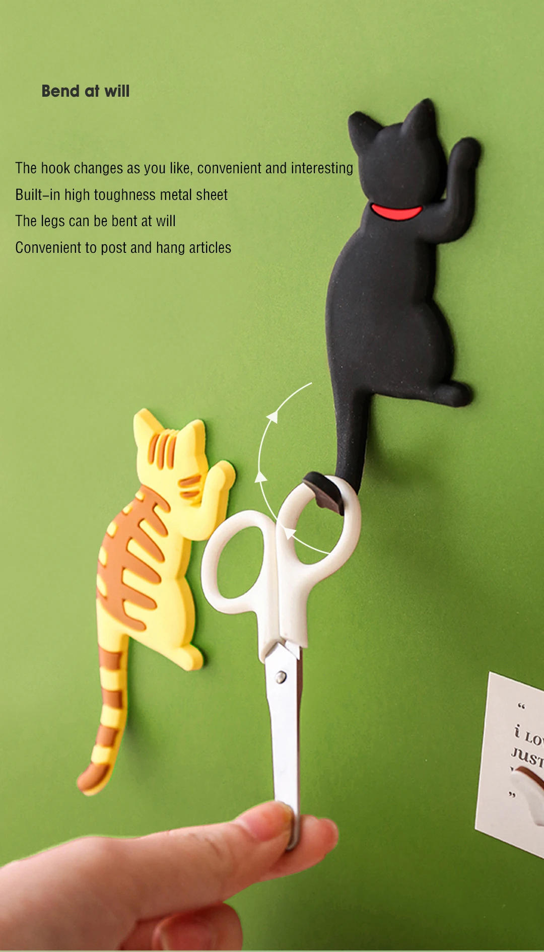 Description Picture 3 of itemFridge Magnet Hook strong magnetic hook traceless removable Japanese creative cartoon cat tail refrigerator sticker hook