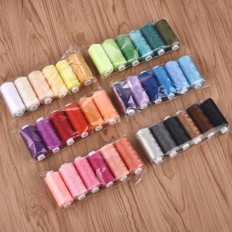 Description Picture 5 of item6 Roll/Set 400 Yards Sewing Thread Machine Hand Embroidery Good Polyester Thread Strong Durable For Needlework DIY Sewing Repair