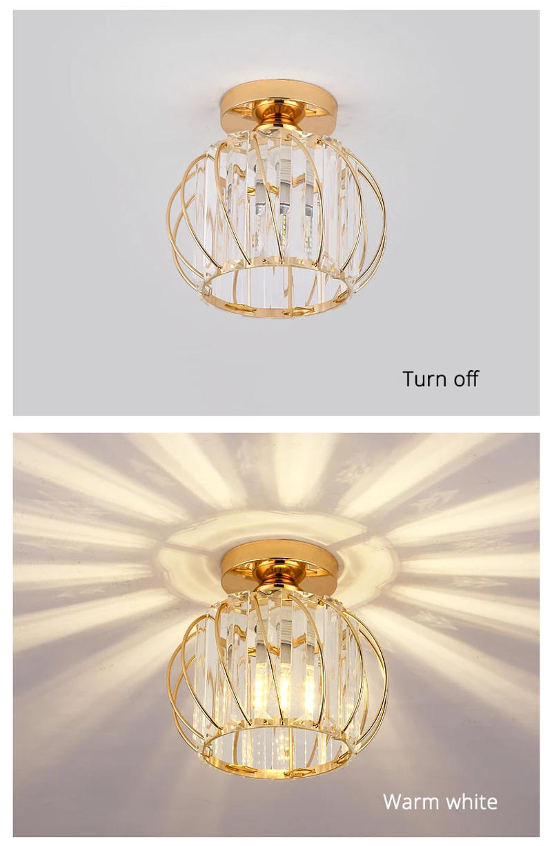 Description Picture 6 of itemNordic Modern K9 Crystal Ceiling Lights Indoor Ceiling Lamp Hallway Stairs  Bedroom Lustre Dining Room Fixtures Home Decor