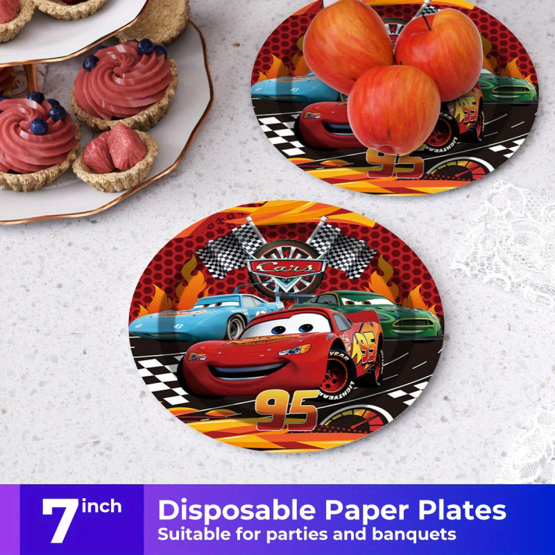 Description Picture 6 of item80 Disposable Disney Car Cutlery Set, Including 20 Plates, 20 Dessert Plates, 20 Paper Cups, and 20 Tissue Party Cutlery Set