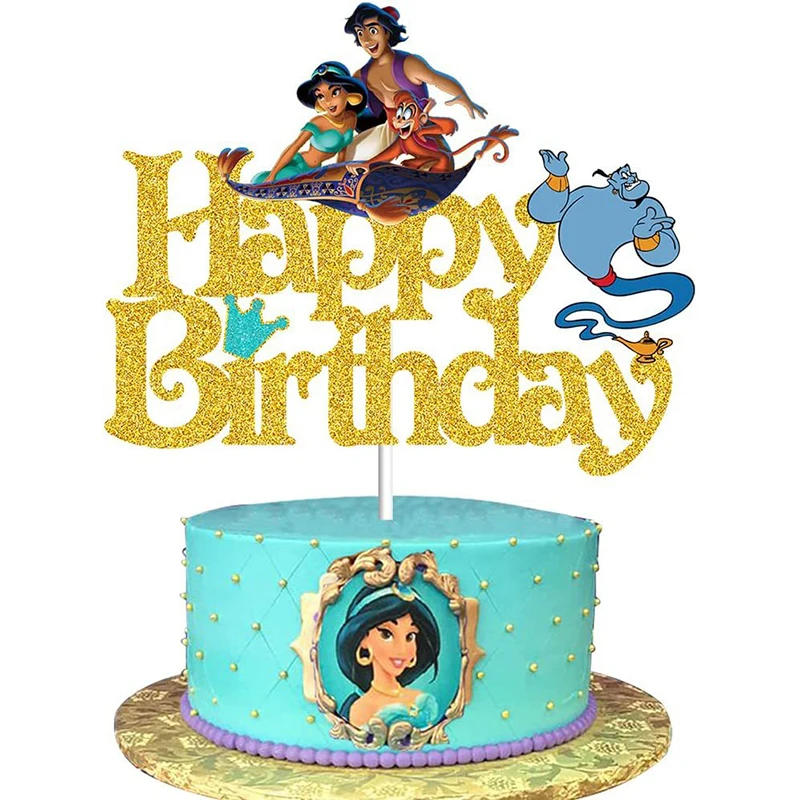 Description Picture 5 of itemDisney Princess Cake Topper Tangled Rapunzel Aurora Jasmine Frog Tiana Frozen Anna Elsa Cake Flag Wedding Birthday Decorations