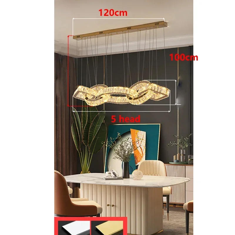 Description Picture 4 of itemCrystal Kitchen Island Pendant Lights Luxury Dining Table Bar Chandeliers Living Room Hanging Lamps for Room Decor LED Fixture