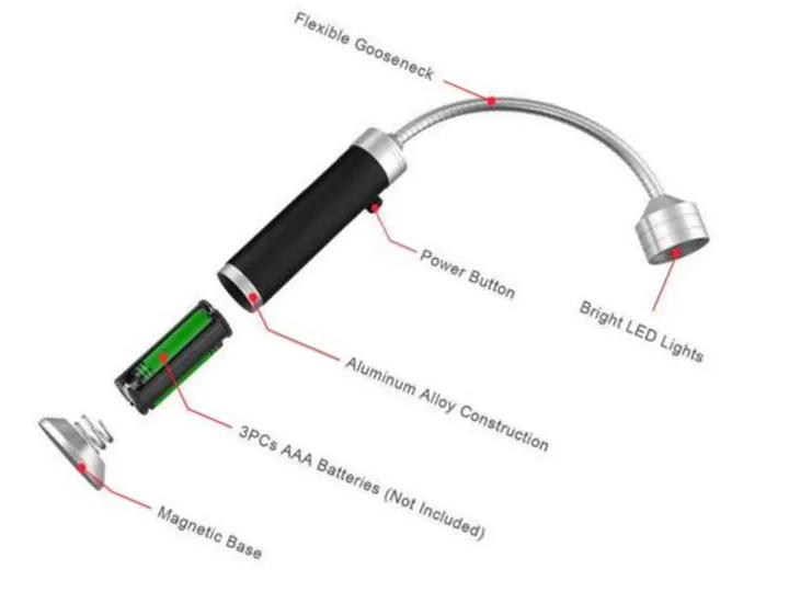 Description Picture 5 of itemD2 2pcs Portable 360 Degree Magnetic LED Grill Light Lamp Adjustable BBQ Barbecue Grilling Lights Outdoor Grill Lighting Tools
