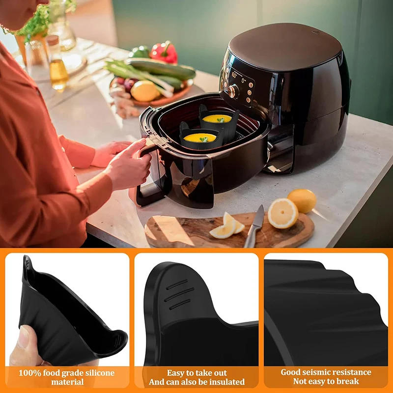 Description Picture 3 of itemAir Fryer Egg Poacher Cups Egg Poaching Maker Silicone Cake Muffins Cupcakes Mould Custard Tart Pie Desserts Baking Mold