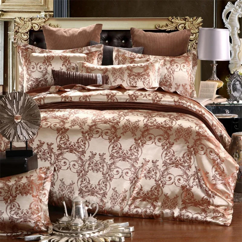 Description Picture 3 of itemLuxury Satin Jacquard Single Double Duvet Cover Set King Size High End European Wedding Bedding Set Queen Size Quilt Cover Set