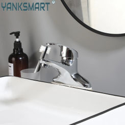 YANKSMART Chrome Polished Bathroom Faucet Basin Faucets Deck Mounted Single Handles Dual Holes Torneira Sink Mixer Water Tap