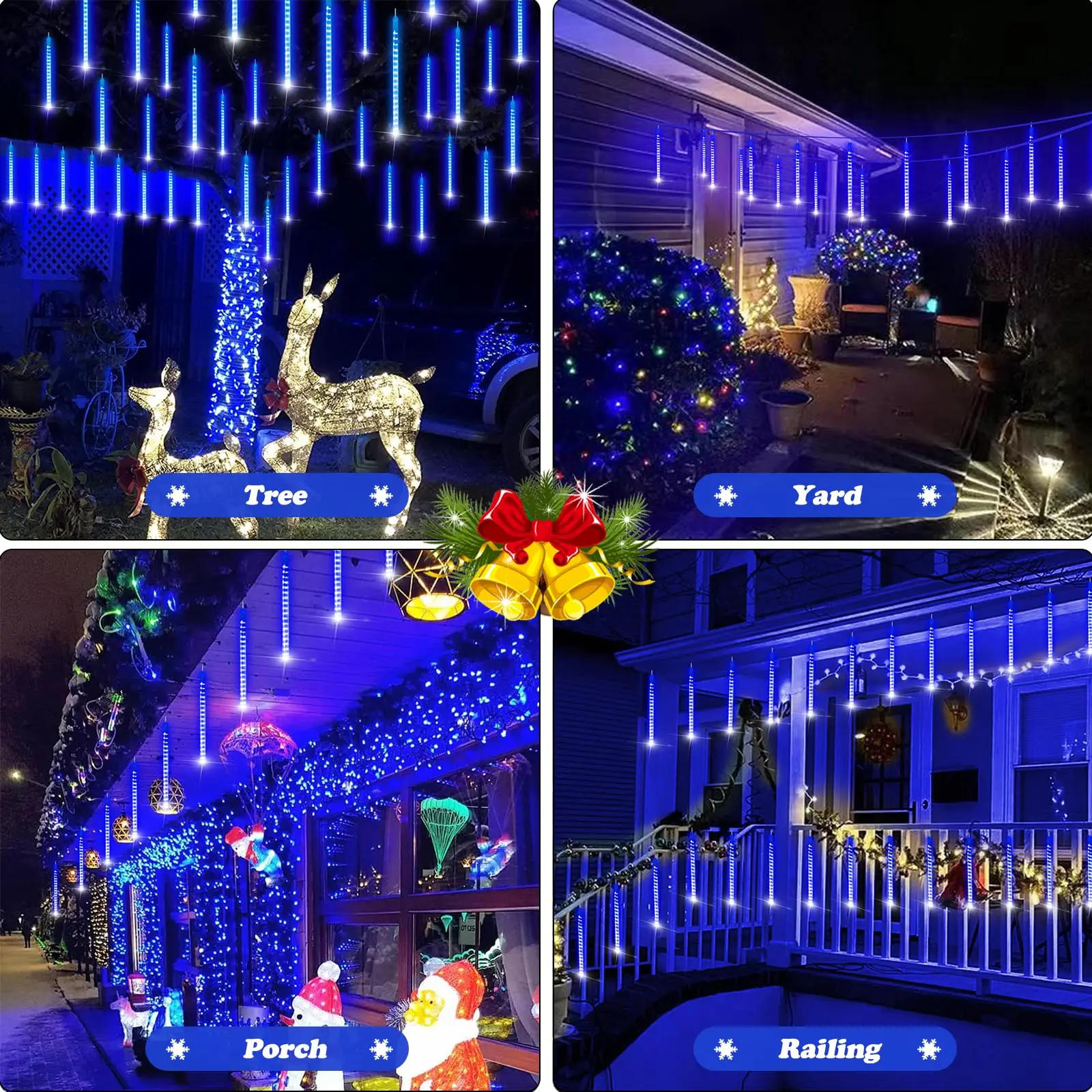Description Picture 5 of itemSolar Christmas Lights Outdoor 8 Tubes 192 LED Solar Meteor Lights 30cm Falling Rain Lights for Tree Holiday Roof Xmas Decor