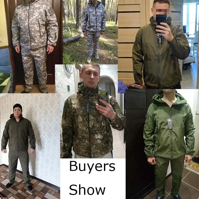 Description Picture 5 of itemCamouflage Hunting Jackets Soft Tactical Tops Man Waterproof Fleece Men Clothing Multicam Coat Windbreakers 5XL