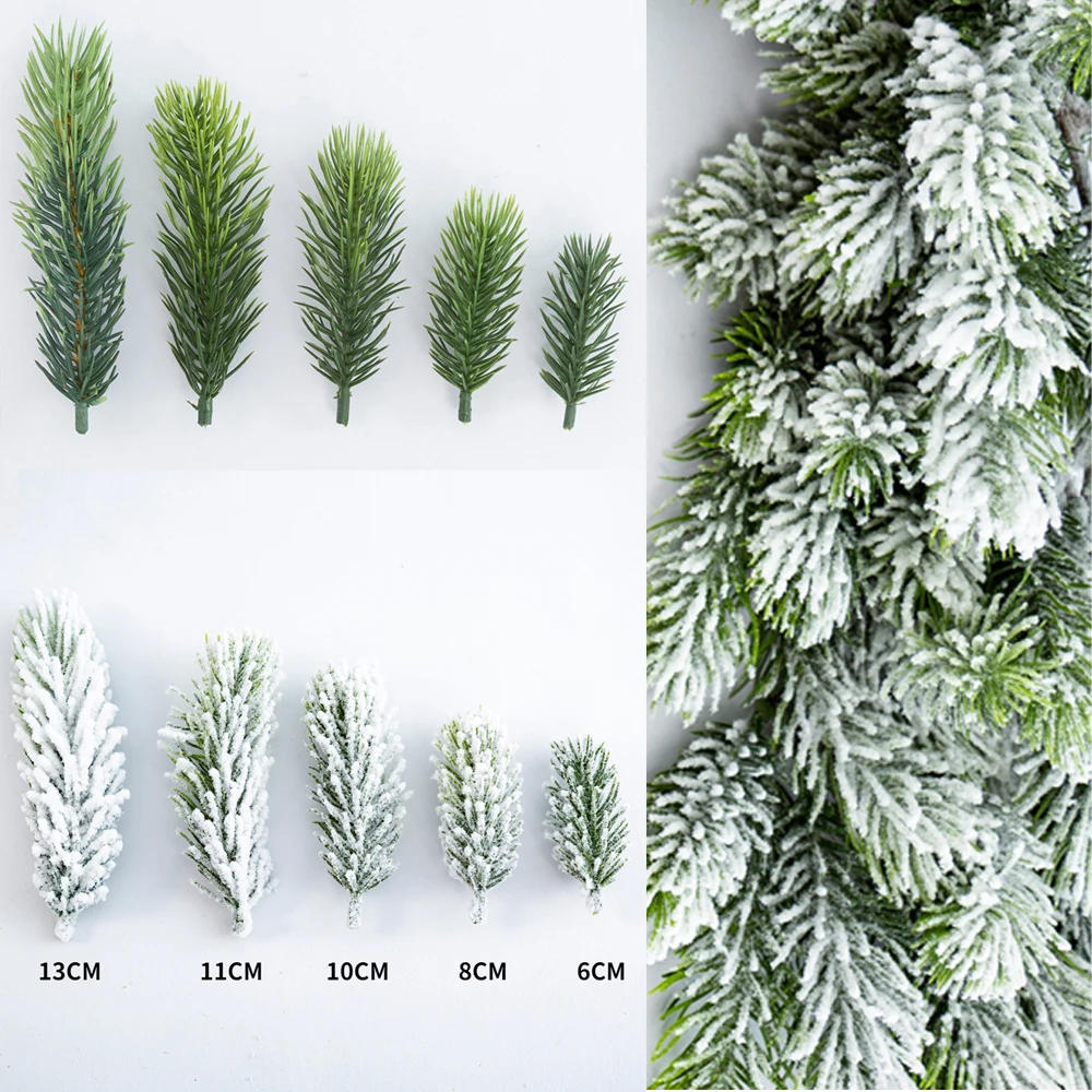 Description Picture 6 of item20/10pcs Artificial Cedar Snow Pine Branches Christmas Tree Wedding Decorations DIY Desktop Living Room Home Kitchen Faux Plants