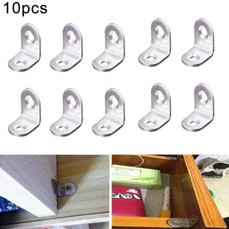 Description Picture 2 of item10 PCS Stainless Steel Corner Brackets Joint Fastening Right Angle Thickened Brackets Home Furniture Hardware Corner Holder Set