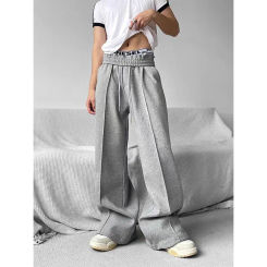HOUZHOU Wide Leg Sweatpants Men Oversize Gray Sports Pants Sportswear Casual Trousers Male Loose Korean Streetwear Hip Hop