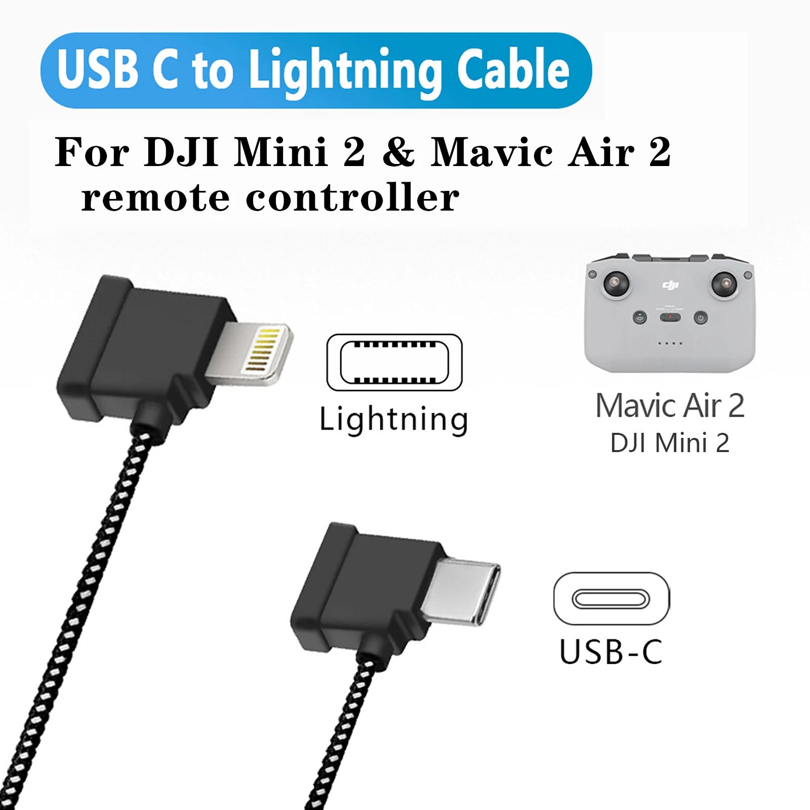 Description Picture 5 of itemData Cable For DJI Mavic 3/Ari 2/2S/Mini 2/OSMO Pocket 1 2 Drone IOS Type-C Micro-USB Adapter Wire Connector Tablet Phone Cable