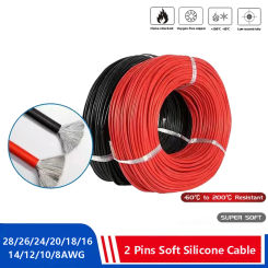 Super Soft Silicone red black Wire 12 14 16 18 20 22 24 AWG Heat-resistant Car Battery Electrical Power Cable 10 8 6awg