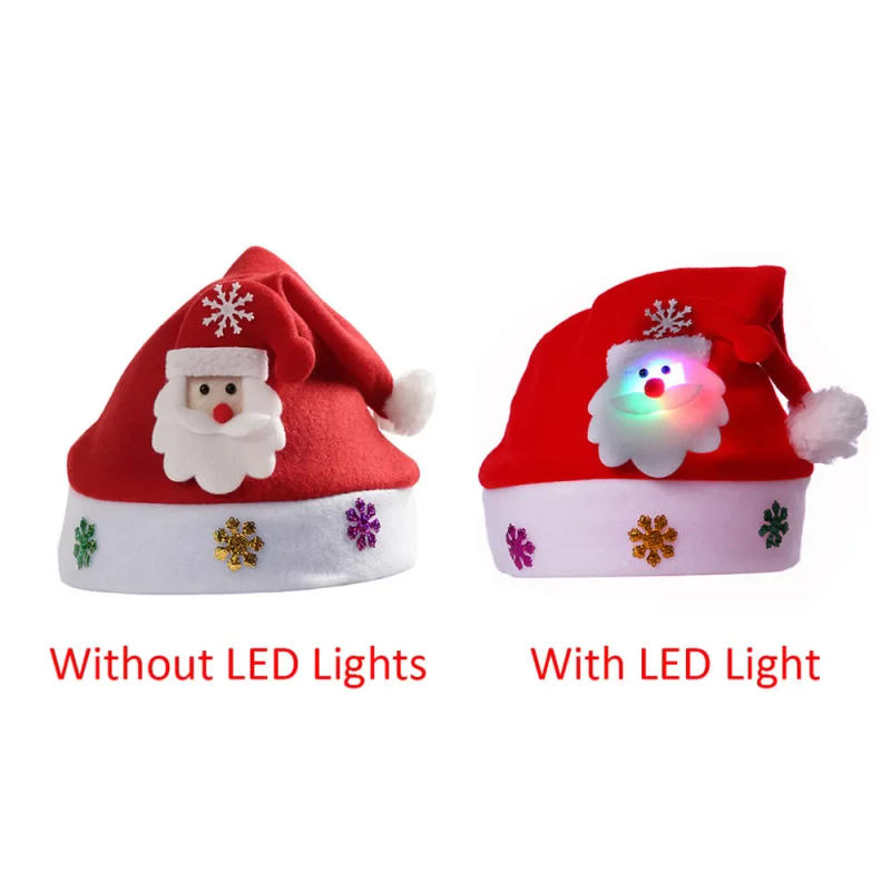 Description Picture 3 of itemChristmas LED Hat New Year Cute Kids Adults Cap Navidad Children Girl Hat New Year Costume Santa Claus Xmas Winter Gift Decor