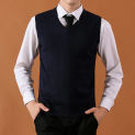 Men 14% Wool Knit Tank Sleeveless Sweater Jumper Basic for Autumn Winter V Neck Solid Businesss Smart Casual 00312