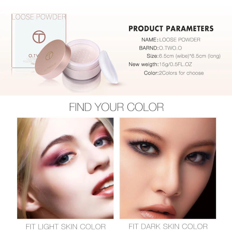 Description Picture 3 of itemO.TWO.O Loose Powder Matte Face Powder Long Lasting Invisible Pores Base Makeup Setting Powder Waterproof Make up