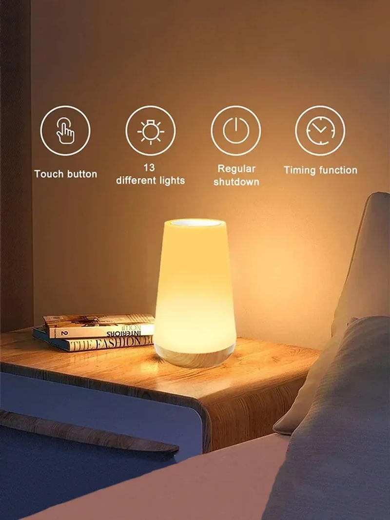 Description Picture 4 of itemLED 13 Color Night Light USB Rechargeable RGB Dining Room Bedroom Touch Table Lamp for Children's Night Bedside Night lamp