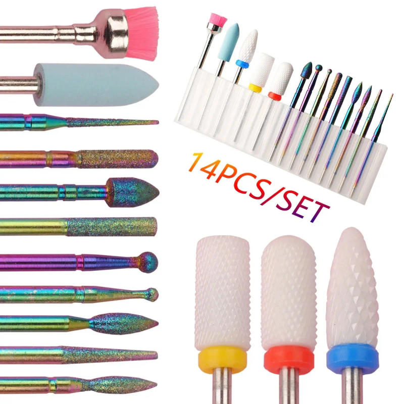 Description Picture 2 of item13 Pcs/box Professional Ceramic Nail Drill Bit Set Electric Manicure Nail File Bit For Acrylic Gel Nails And Cuticles