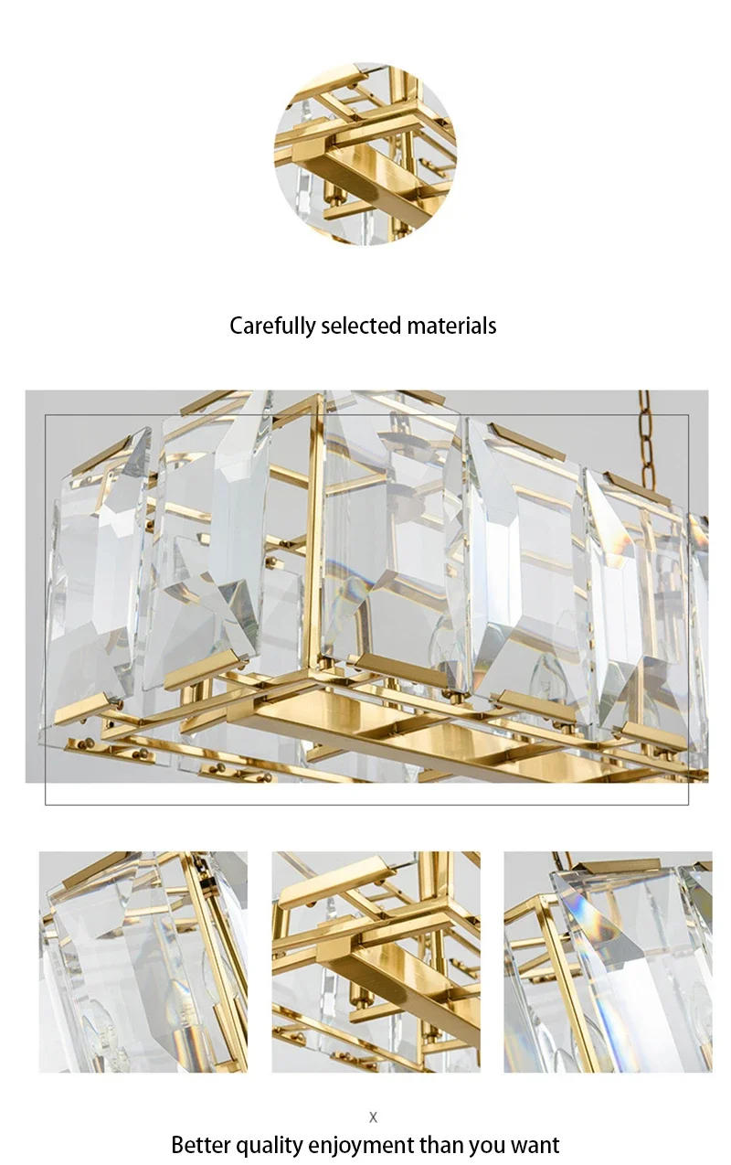 Description Picture 3 of itemBREFILI LED Crystal Chandelier For Dining Room Living Room Bedroom Round Rectangle Design Hanging Pendant Lighting Fixture