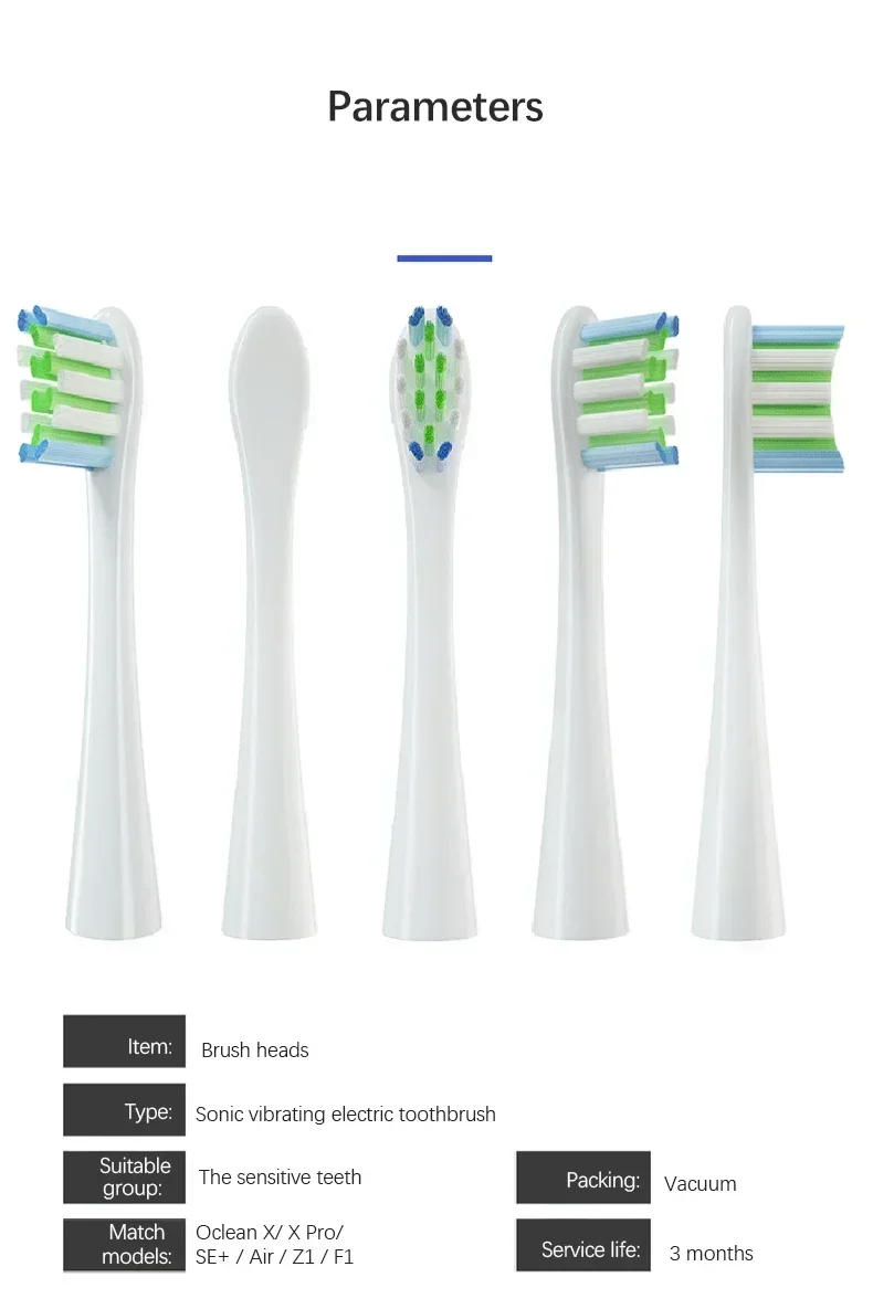 Description Picture 2 of item5 PCS Replacement Toothbrush Head work for Oclean X/ X PRO/ Z1/ F1/ One/ Air 2 /SE Electric Toothbrush Brush Soft DuPont Bristle
