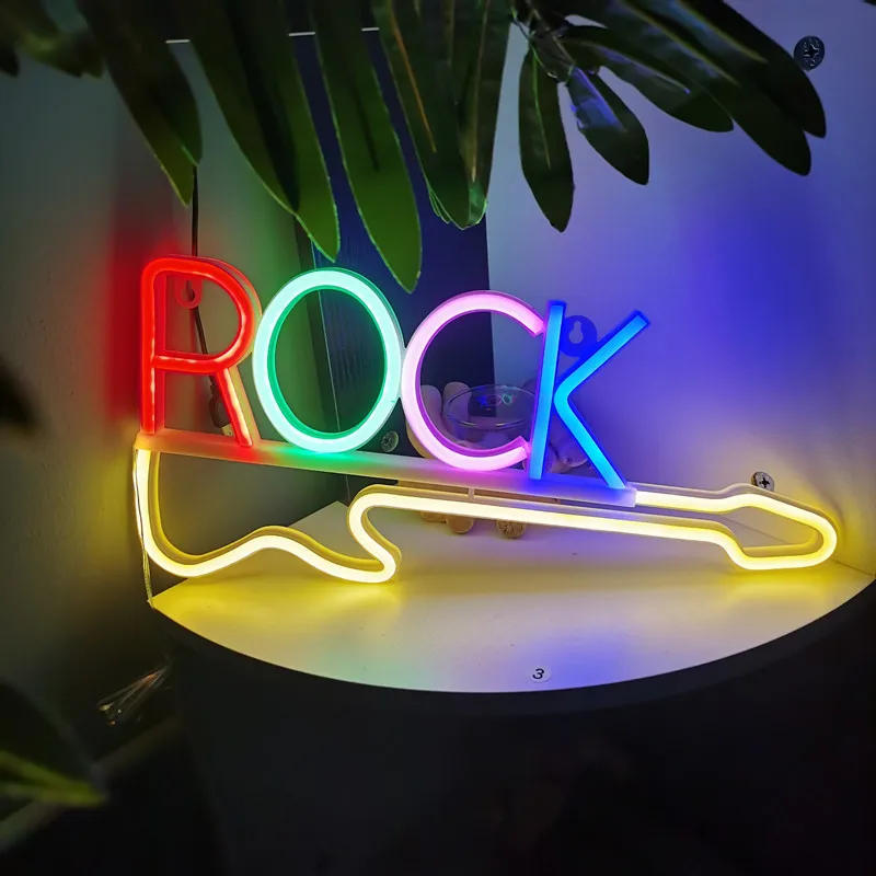 Description Picture 3 of itemRock Music Neon Signs Guitar Neon Signs Wall Decor USB Led Art Signs for Bedroom Music Party Rock Studio Bar Disco Party Neon