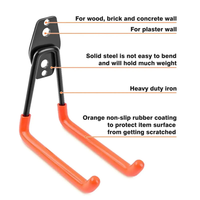 Description Picture 5 of itemHeavy Duty Metal Hook Garage Organizer Wall Mount Bicycle Hanger Hooks Wall Mount Anti-slip Storage Hook For Ladders Garden Tool