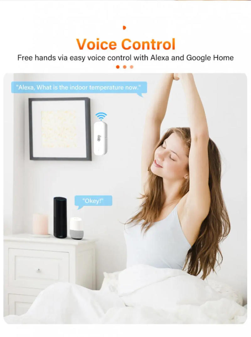 Description Picture 3 of itemAubess Tuya Zigbee WiFi Smart Temperature And Humidity Sensor Smart Home Indoor Hygrometer Remote Control Via Alexa Google Home