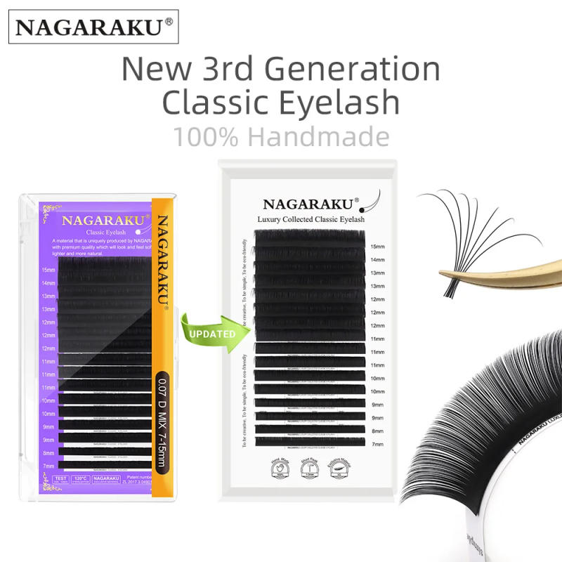 Description Picture 2 of itemNAGARAKU Luxury Collected Classic Eyelash 100% Hand Made 3rd Classic Eyelash Extension 16rows Individual Matte Black Soft Natura