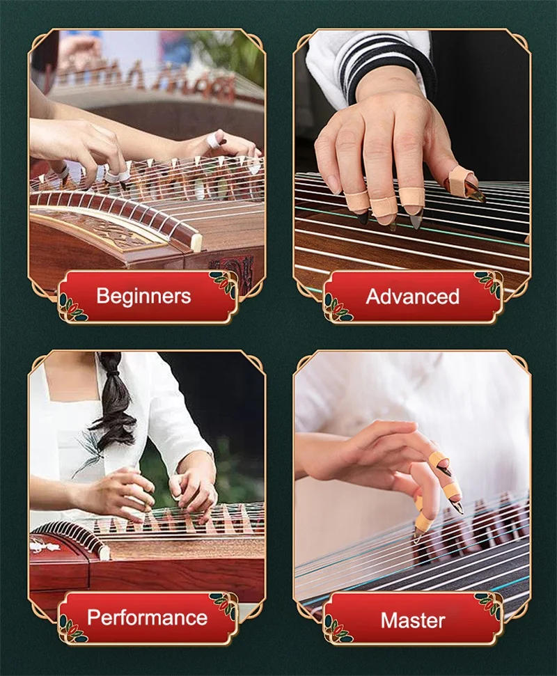 Description Picture 3 of item8PCS Guzheng Finger Picks Practical Musical Instrument Celluloid Guzheng Nail Covers Stringed Instrument Accessories Two Sizes