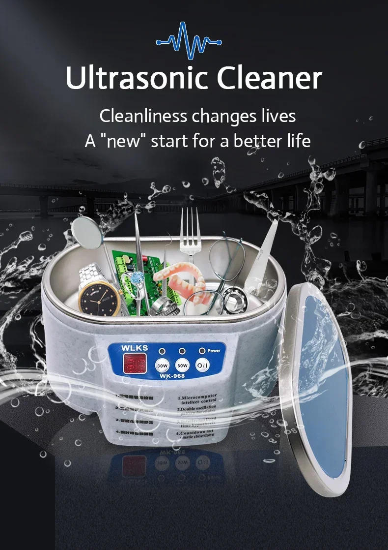Description Picture 2 of item30/50W Ultrasonic Cleaner Sonicator Bath 40Khz Degas For Home Watches Contact Lens Glasses Cleaner Machine Teeth Makeup Razor