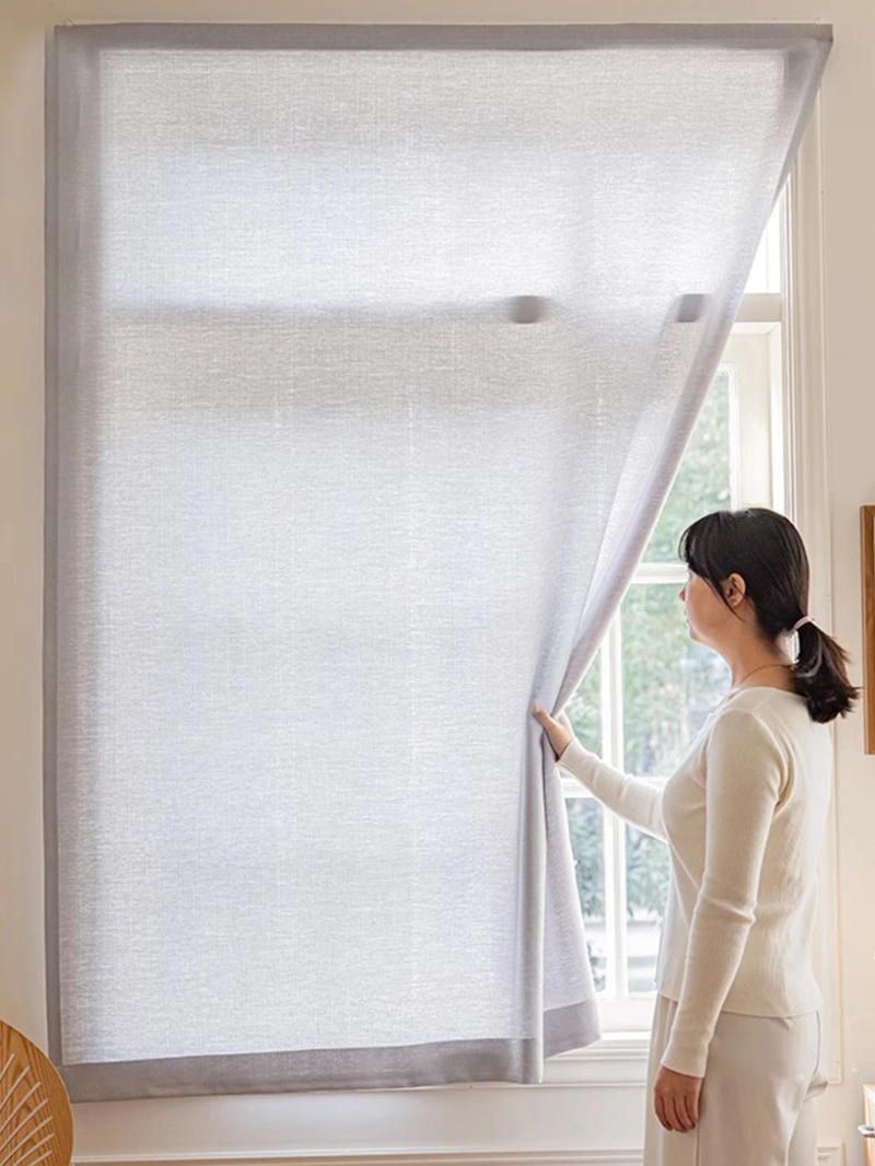 Description Picture 5 of itemHook And Loop Fastener Curtain with High Sticky Velcros Casual-Comfy 100% Polyester Sheer Curtain for Home Living Room Bedroom