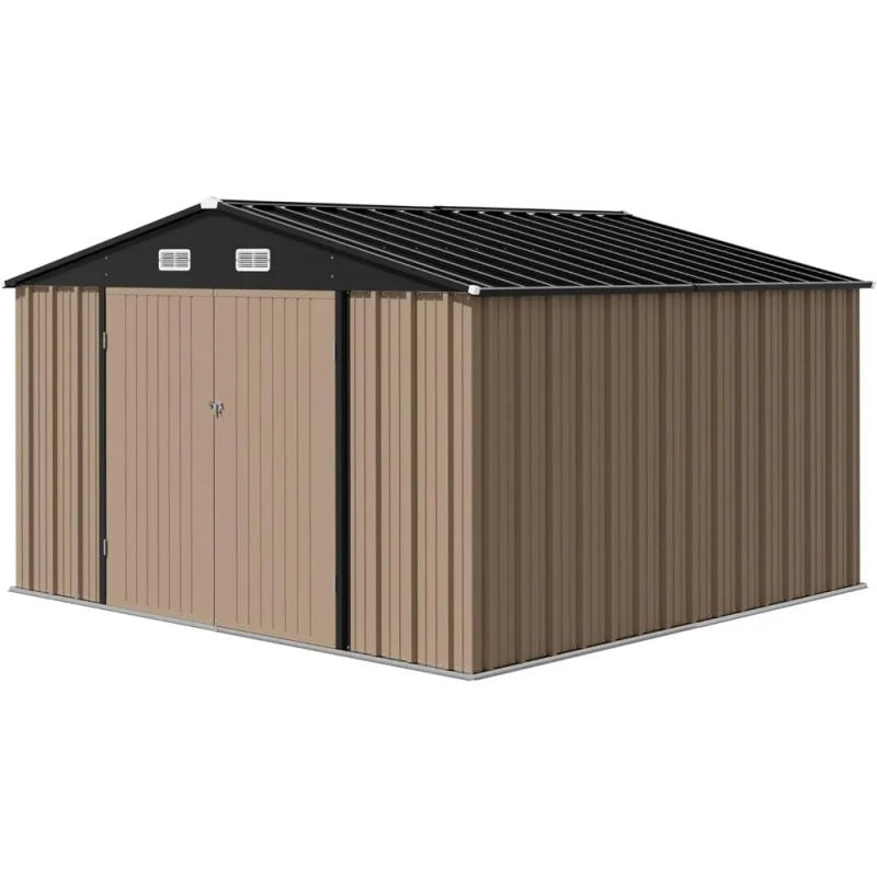 Description Picture 3 of item10 X 10 FT Outdoor Storage Shed with Premium Durable Material Metal Sheds & Outdoor Storage House for Patio Garden (Brown)