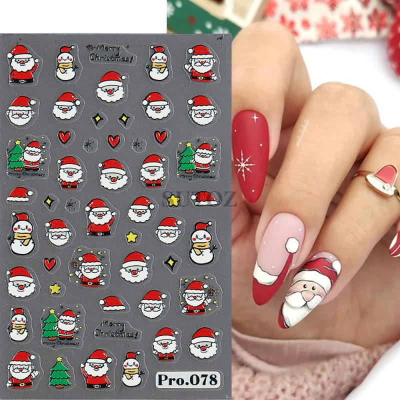 Description Picture 4 of itemSanta Claus Nail Stickers Winter Christmas Design Nail Decals Cute Cartoon Deer Gingerbread Man Sliders New Year Manicure LEBPRO