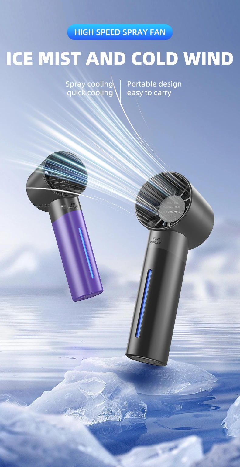 Description Picture 2 of itemSpray Mini Handheld Turbine Fan Water Replenishing Outdoor Camping Dormitory Household Portable USB Summer Cooling