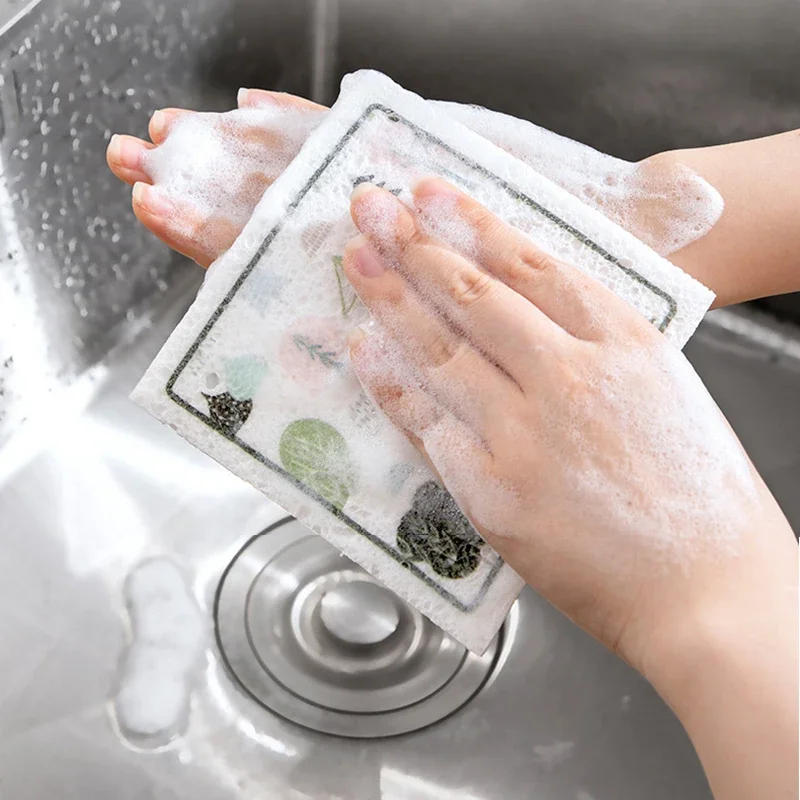 Description Picture 6 of itemNon-stick Cartoon Wood Pulp Cotton Magic Sponge Compressed Magic Wipes Dish Cloths Absorbent Cleaning Sponges Kitchen Tools